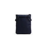 Mueslii crossbody, made of PU coated waterproof nylon, color midnight blue, back view.