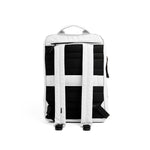 Mueslii daily backpack, made of PU coated waterproof nylon, with a laptop compartment, color white, back view.