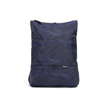Mueslii light backpack, made of jacquard  waterproof nylon, with a laptop compartment, pattern camouflage, color blue, front view.