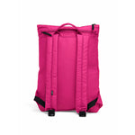 Mueslii light pack,  made of PU coated waterproof nylon, color pink, back view.