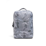 Mueslii daily backpack, made of jacquard  waterproof nylon, camouflage pattern, with a laptop compartment, color silver, front view.