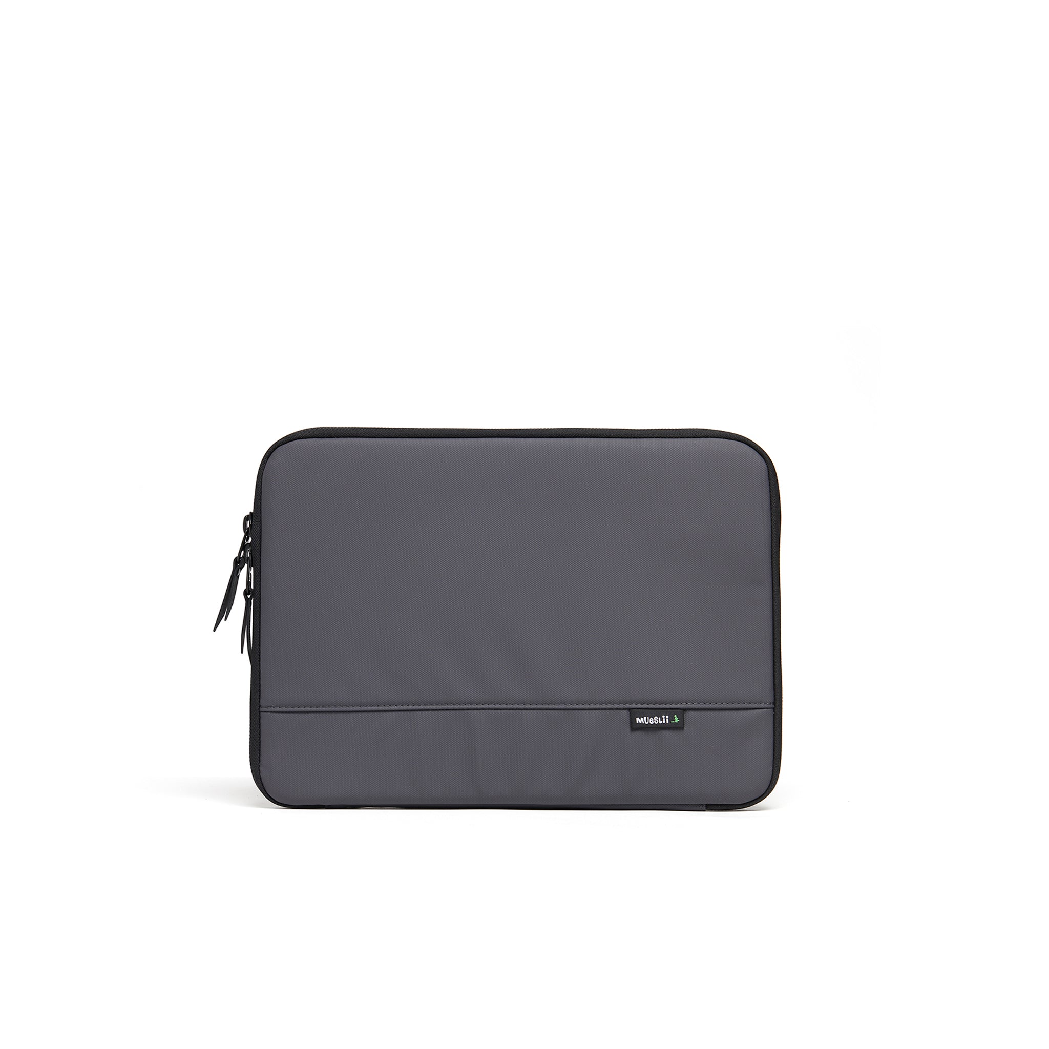 Mueslii A4 document- tech holder,  made of PU coated waterproof nylon, color slate grey, front view.