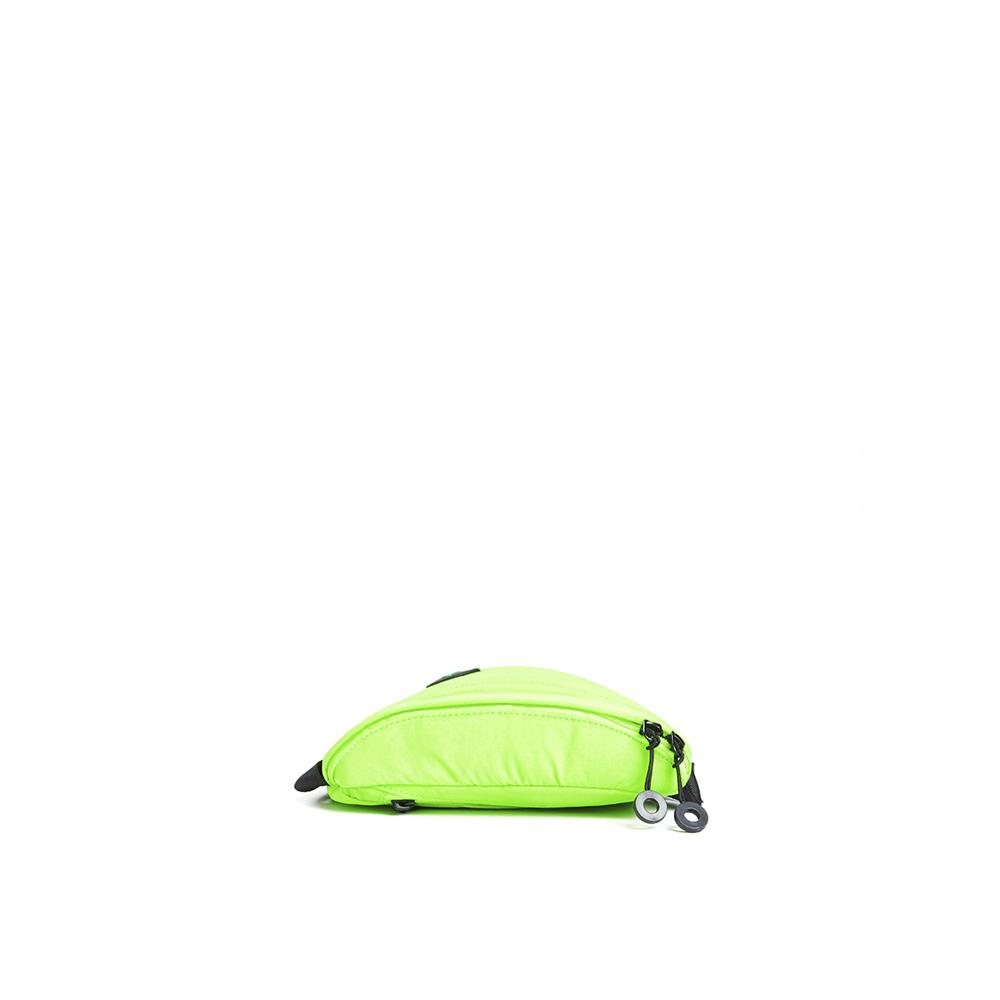 Mueslii puffer waist bag, small size, made of high density nylon and Ykk zips, color green fluo pop, small size.