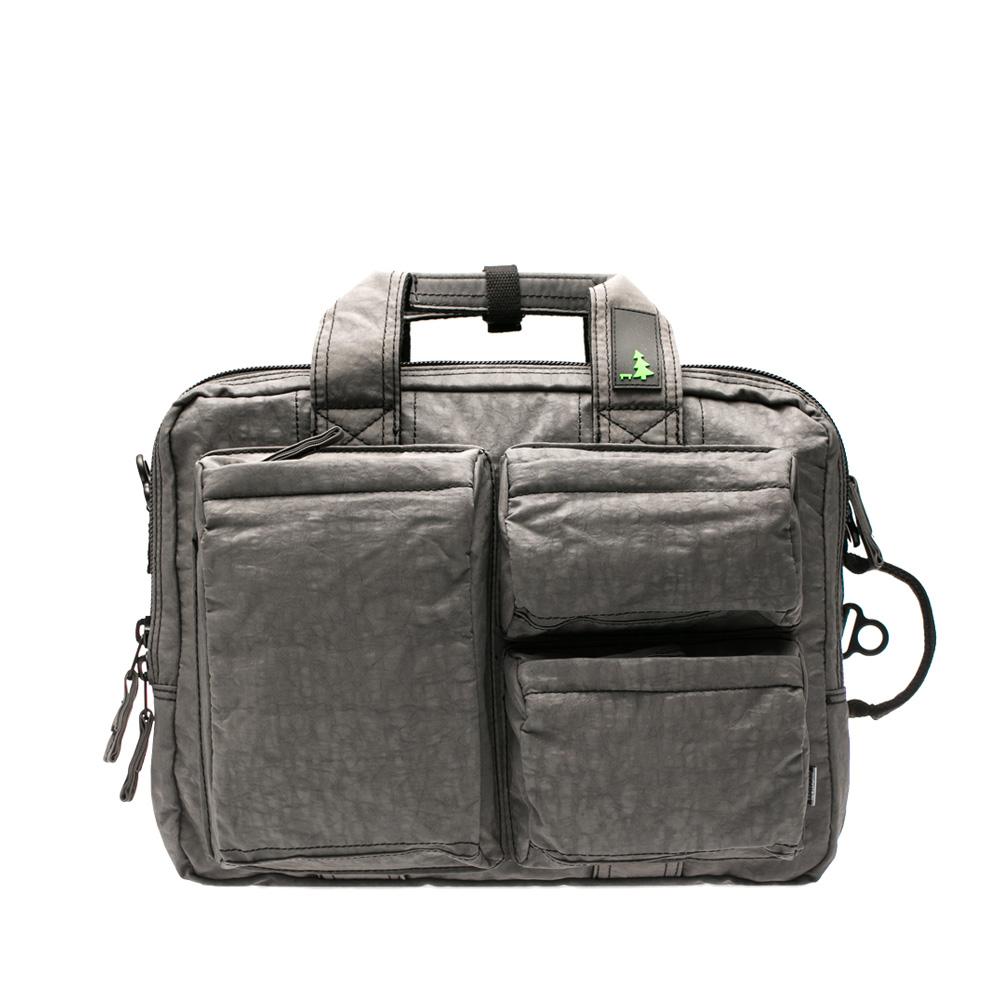 Mueslii classic 3 ways that can be used as backpack a shoulder bag or a briefcase, color ash grey, front view.