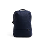Mueslii daily backpack, made of PU coated waterproof nylon, with a laptop compartment, color midnight blue, front view.
