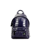 Mueslii original puffer medium and small backpack made of high density nylon and Ykk zips, color blue, front view.