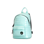 Mueslii original puffer medium and small backpack made of high density nylon and Ykk zips, front pocket, color light green.