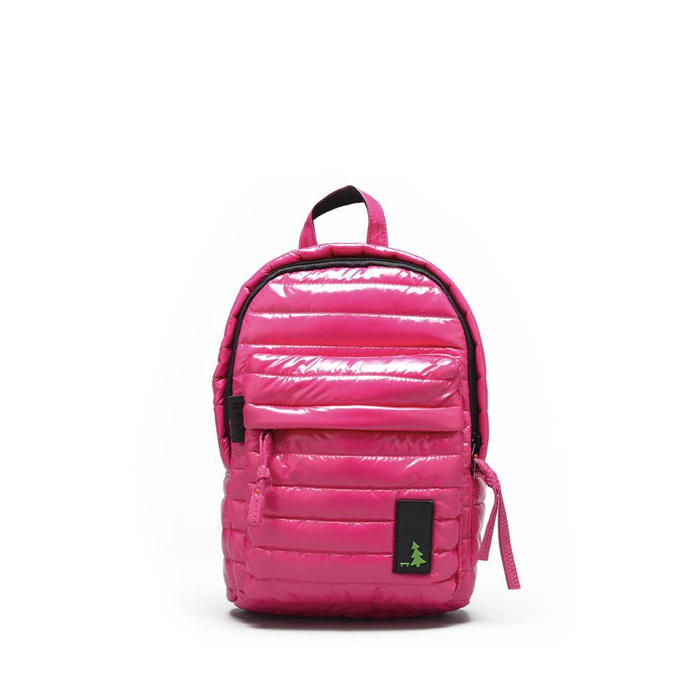 Mueslii original puffer Mini pack made of high density nylon and Ykk zips, color rose, front view.