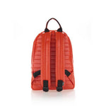 Mueslii original puffer medium and small backpack made of high density nylon and Ykk zips, color orange, back view.