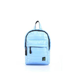 Mueslii original puffer Mini pack made of high density nylon and Ykk zips, color light blue, front view.